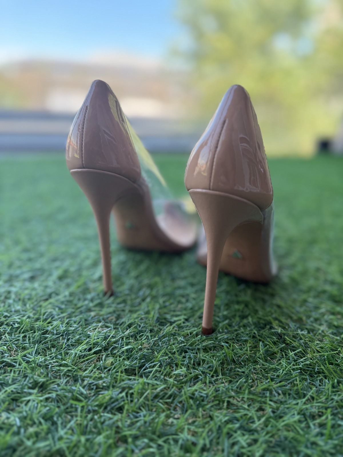 Schutz Cendi Nude Clear PVC Pointed Toe Pumps Stiletto Heels Size 8B