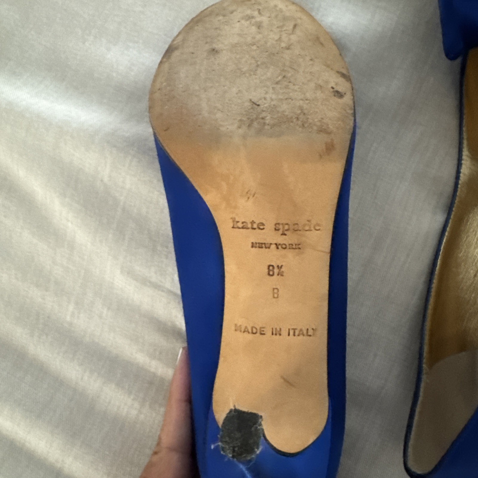 Kate Spade Royal Blue Satin Heel And With Flower