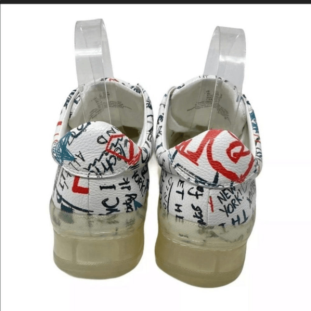 DKNY Womens 9.5 Graffiti Platform Sneakers Colorful Streetwear Lace Up Shoes