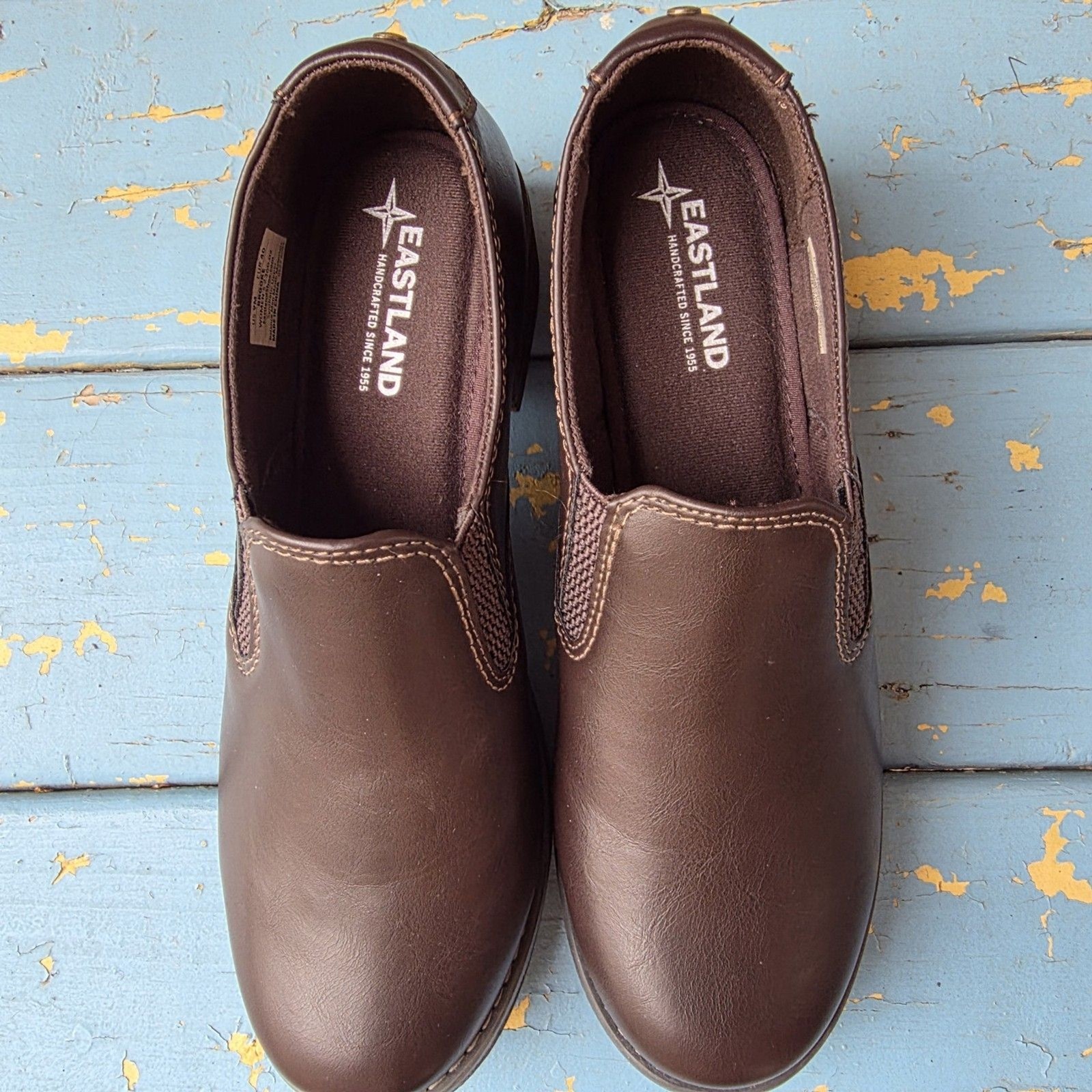 Eastland Brooke Womens Slip On Clogs Brown Comfort Workwear Casual Shoes Size 9