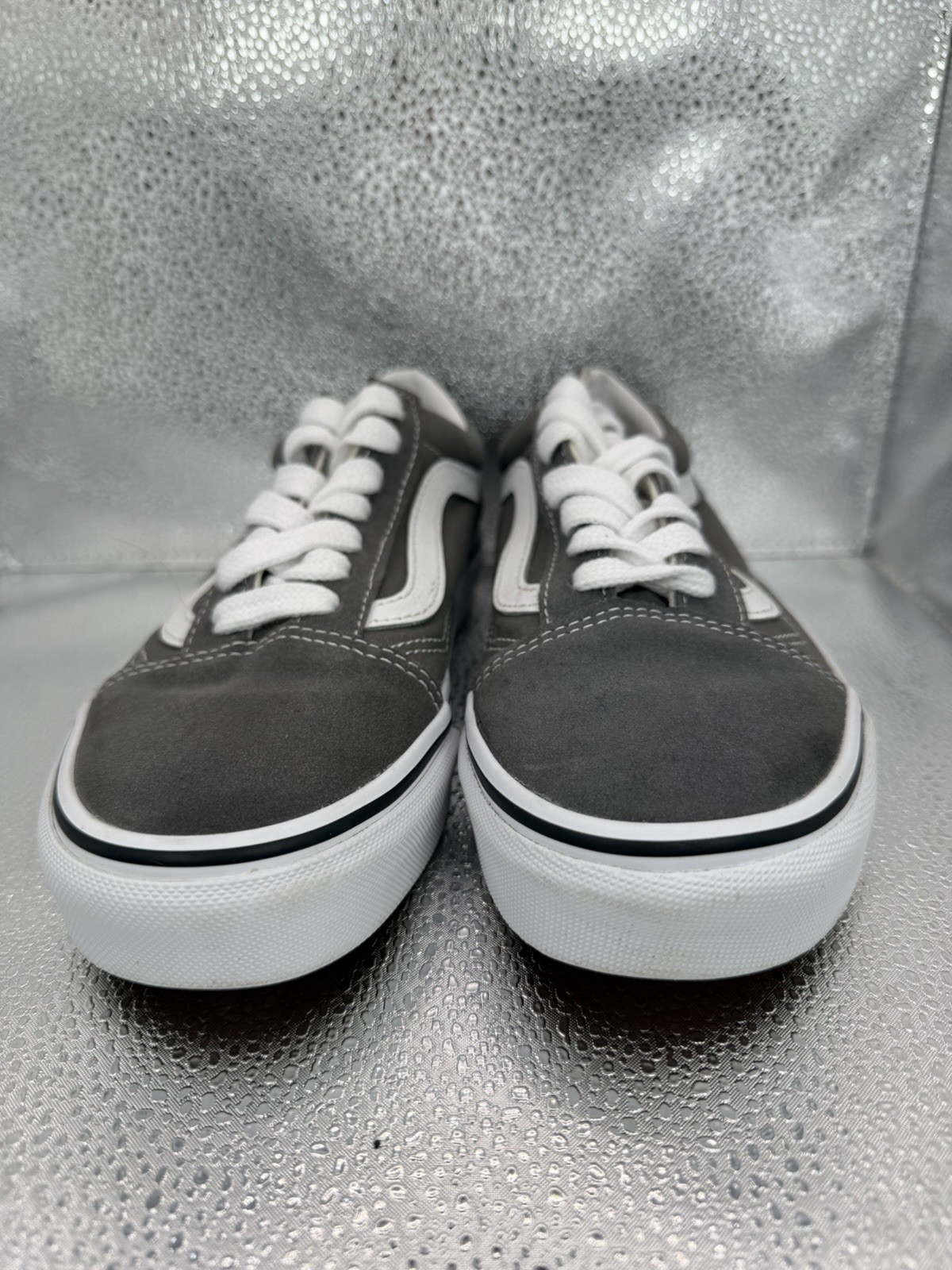 Vans Old Skool Shoes Grey White Men 5 Women 6.5 Low Top Suede Canvas Sneaker