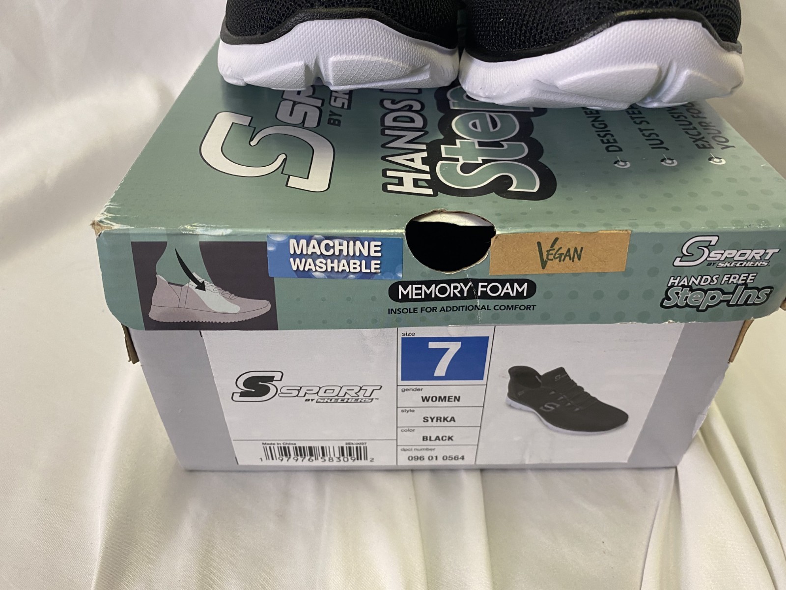 S Sport by Skechers® Syrka Step-In Sneakers, in Black, Size 7, Vegan, New w/ Box