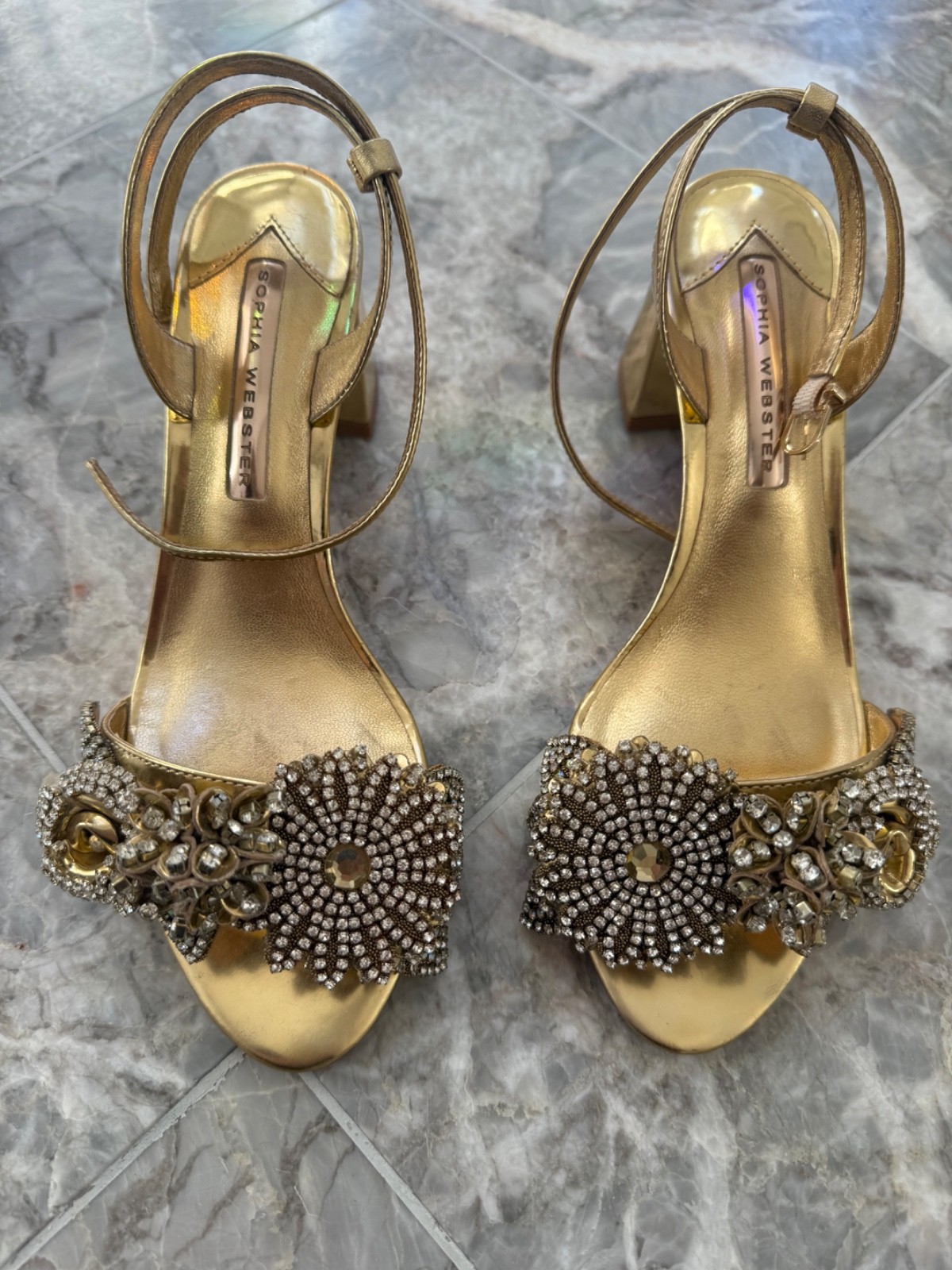 Sophia Webster Lillico Crystal Embellished Sandals sz 37.5/ 7.5