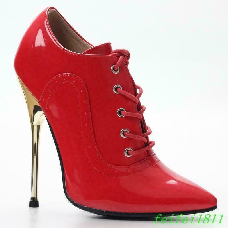 Sexy Women High Heels Pointed Toe Stage Ankle Boots Lace Up Party Clubwear Shoes
