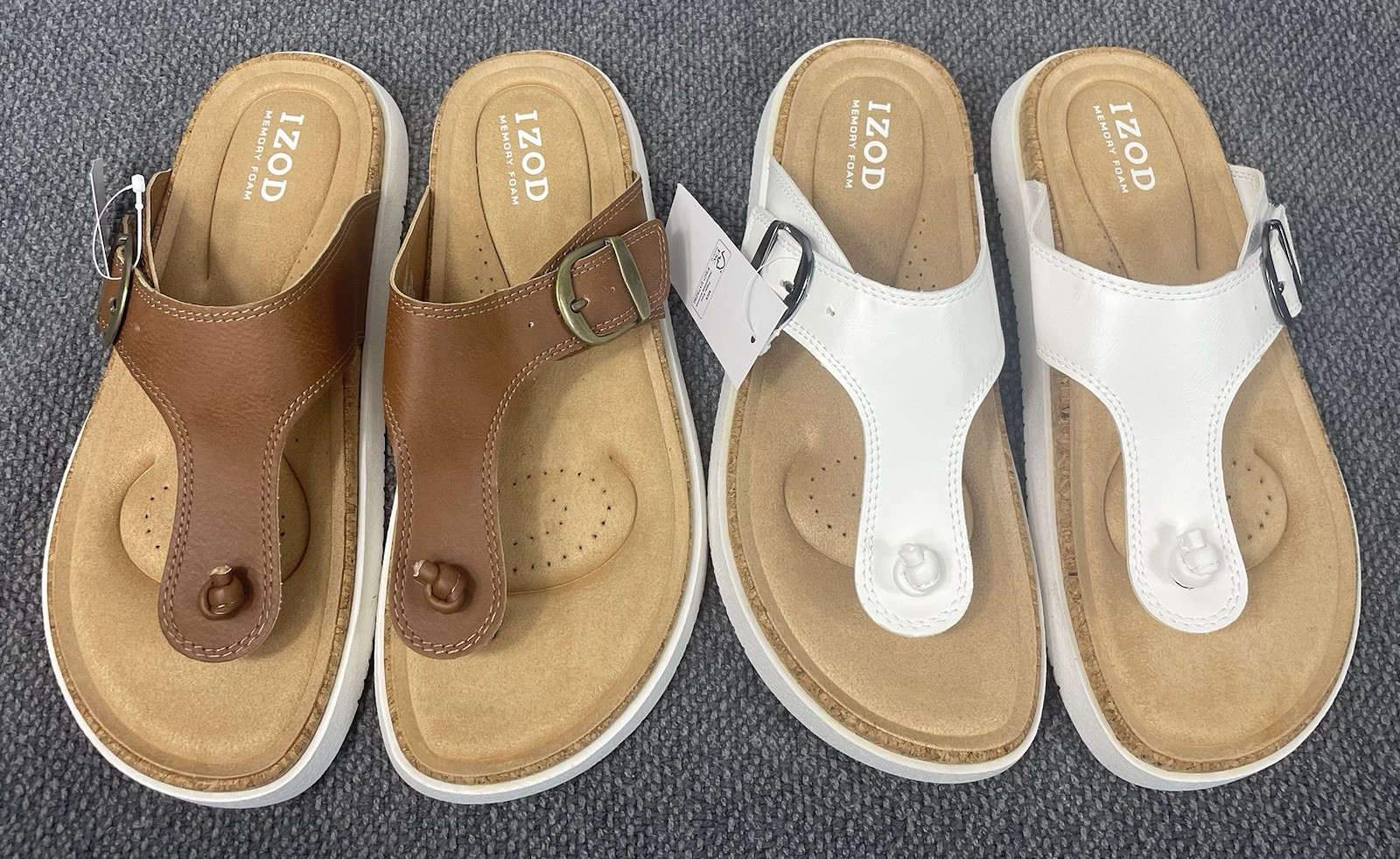IZOD Women’s Lot of 2 Charcy Strap Sandals Brown & White Pick Size New w/o Box
