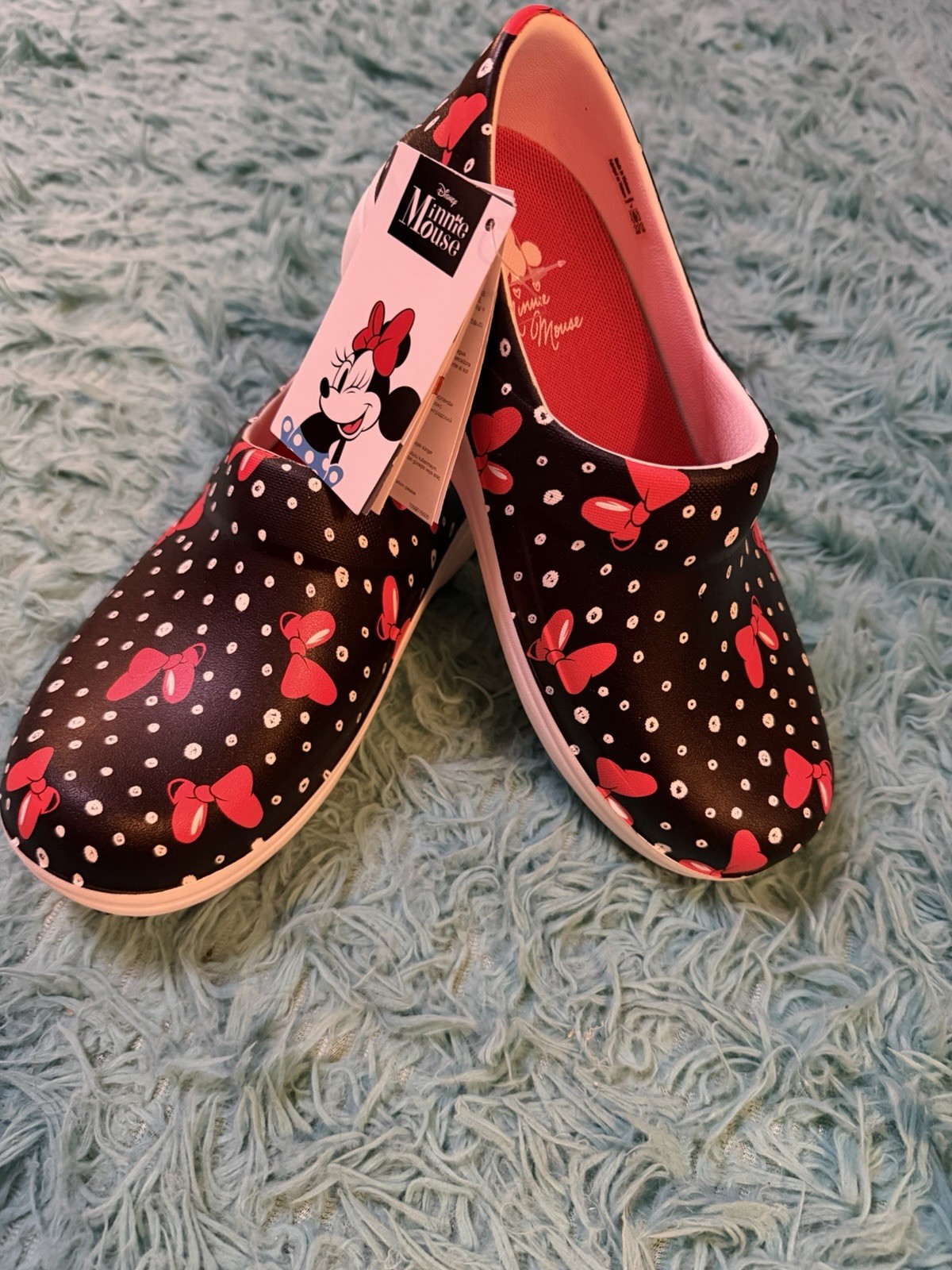 Crocs At Work Minnie Mouse Neria Clog Slip Resistant Black/Red Polka W7
