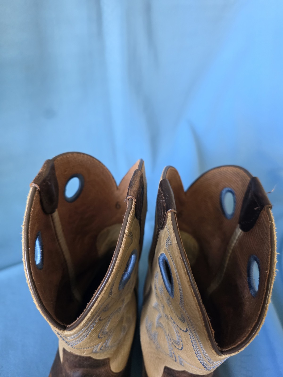 Ariat 4LR Western Cowboy Boots Womens 6 Brown Tan Distressed Square Toe Ranch