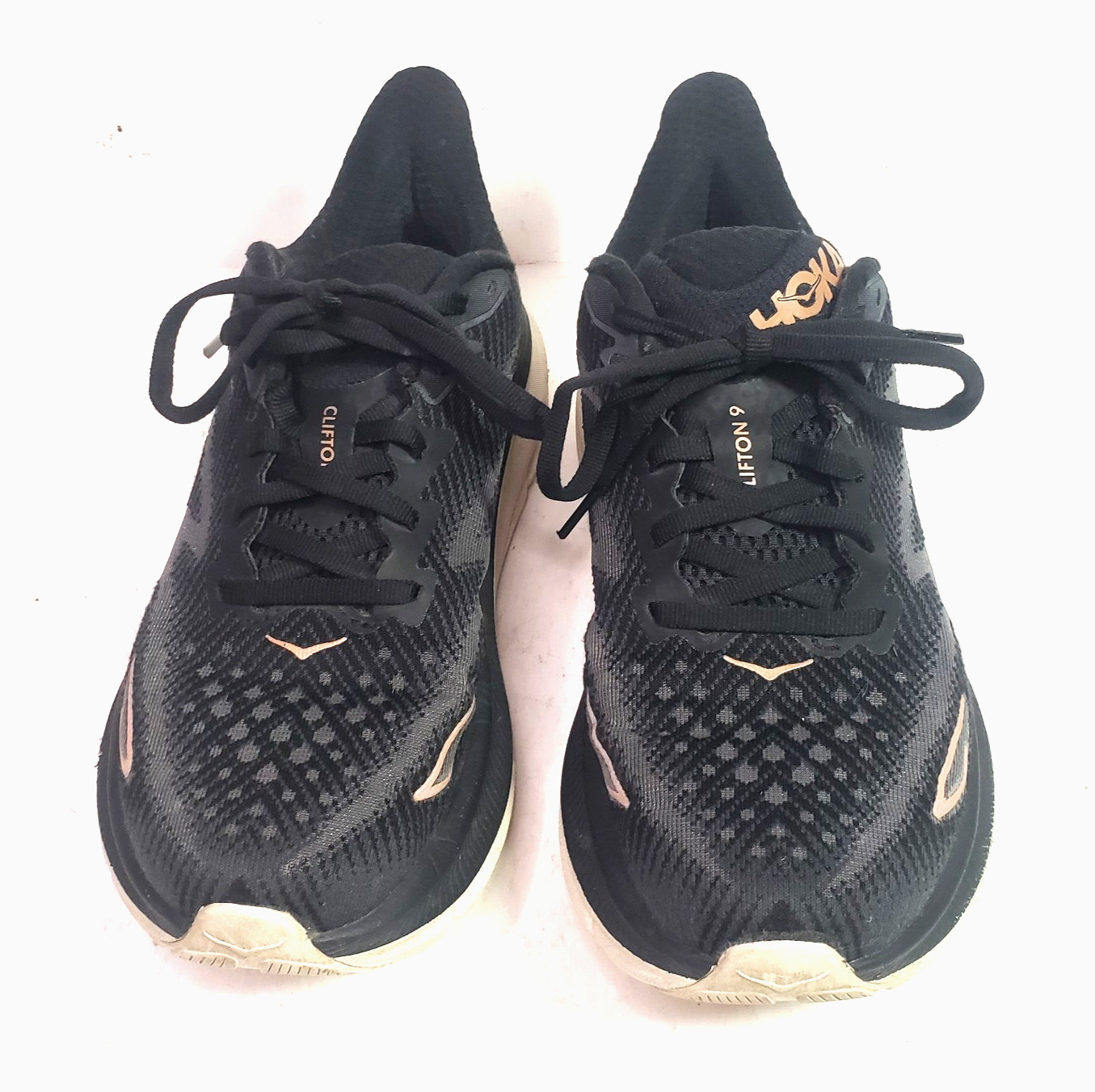 Hoka One Clifton 9 Womens Sz 7 B EU 38 2/3 Black /Rose Gold