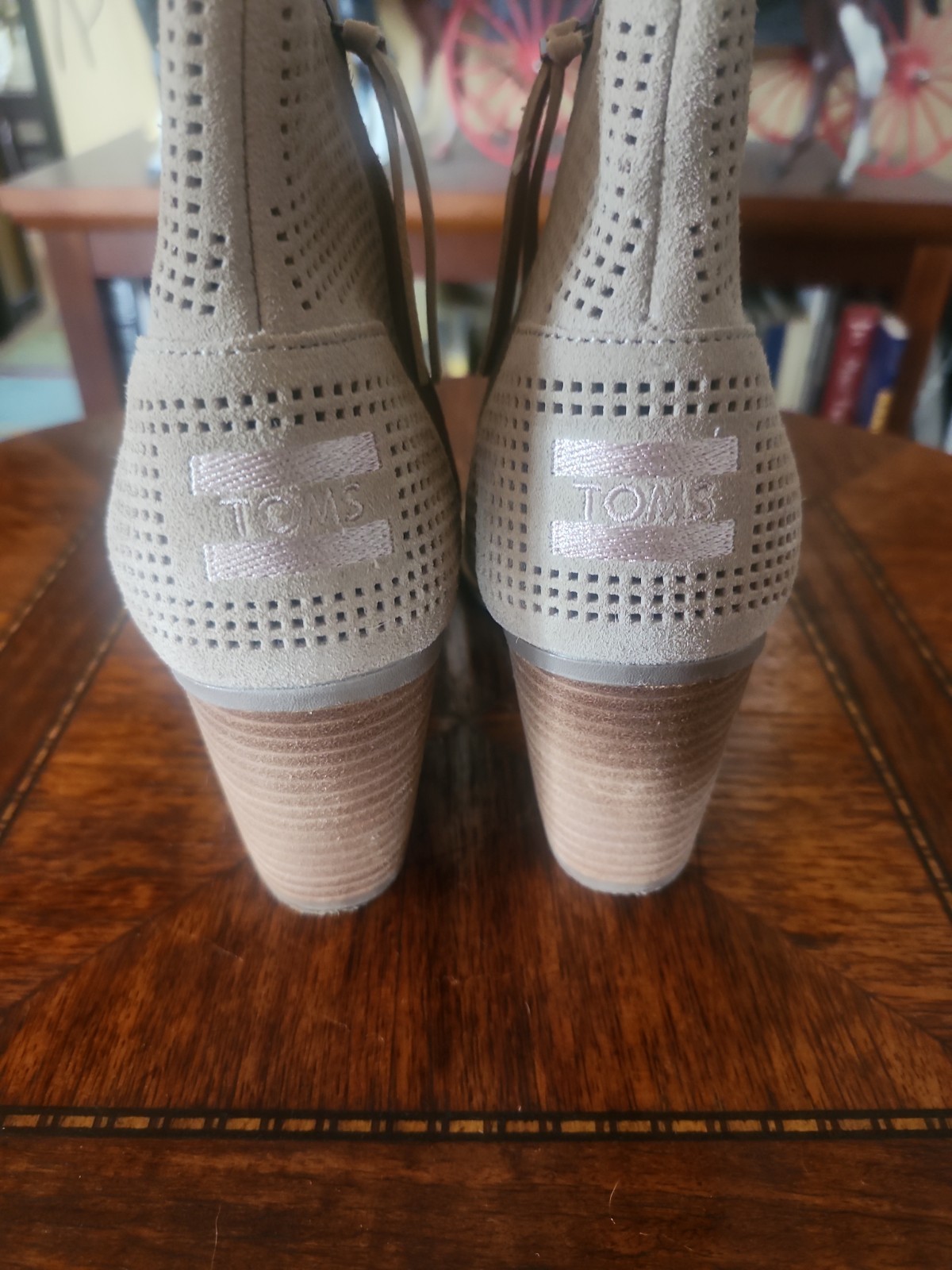 Toms Majorca Peep Toe Perforated Heel Ankle Shoes 7.5