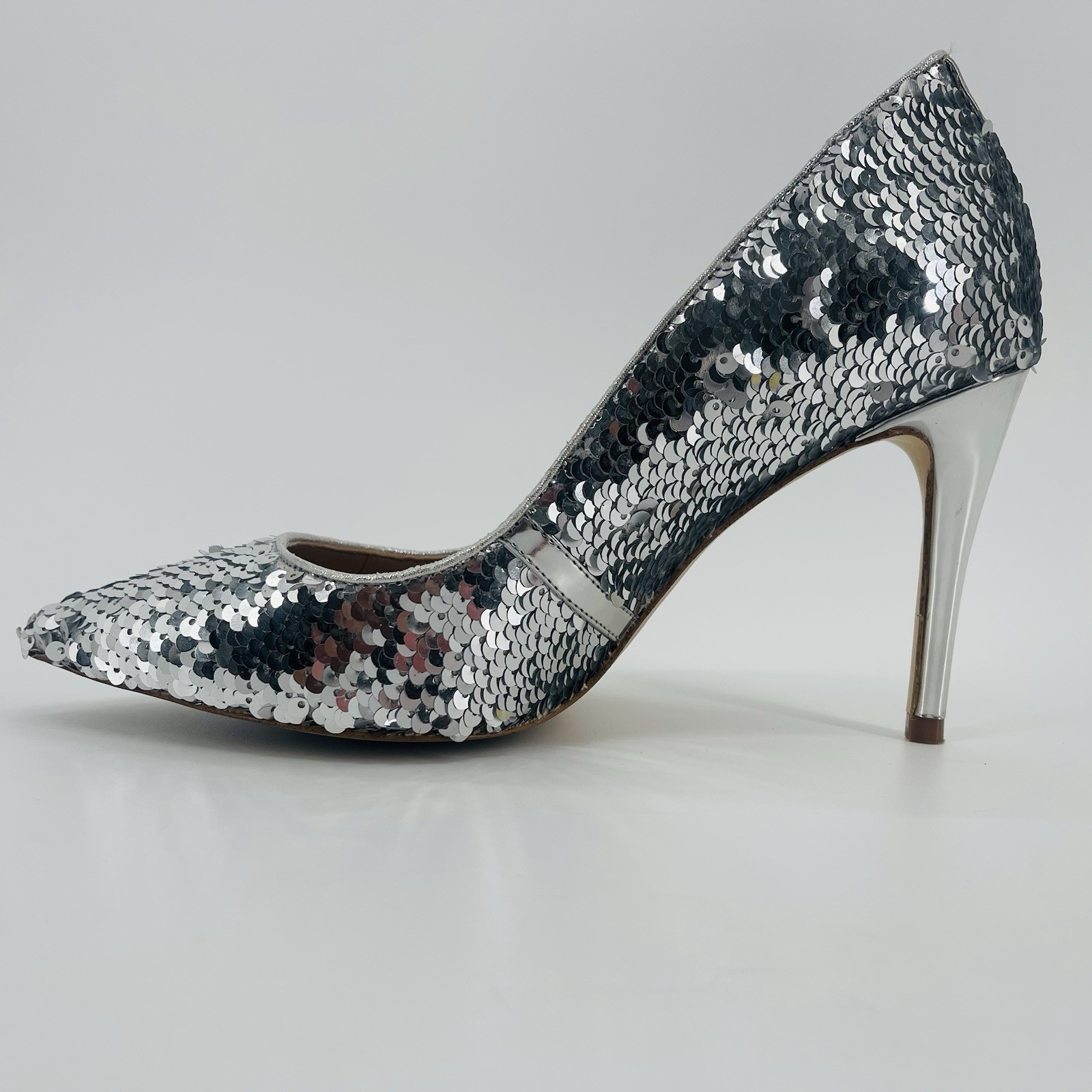 Aldo Pumps High Heels Pumps Womens 6.5 Silver Sequin Shoes Cocktail Party