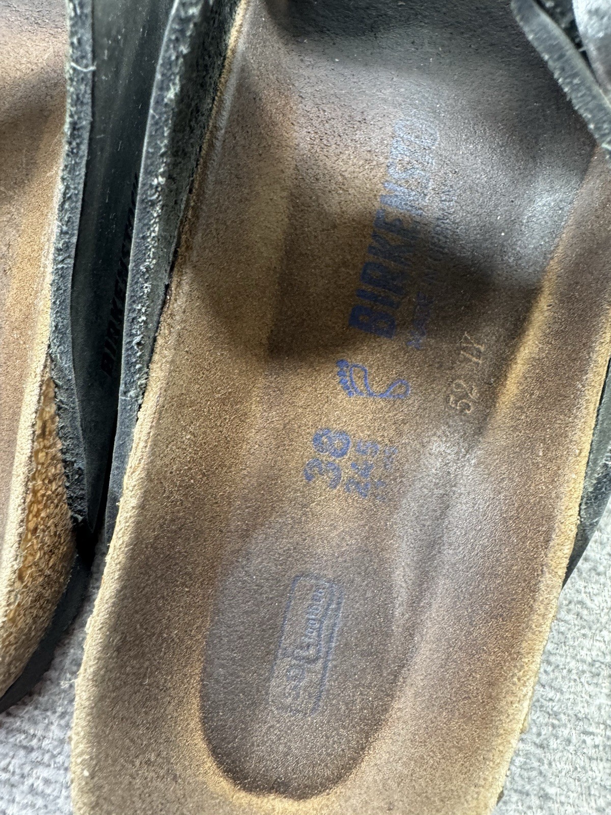 Birkenstock Arizona Soft Footbed Black Suede Leather Sandals 38 Woman’s 8