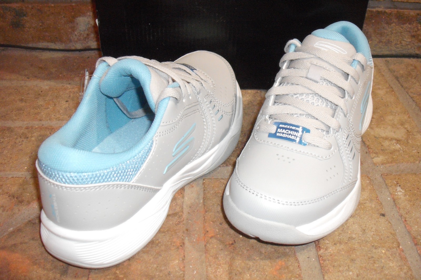 New Skechers Viper Court Smash Lady’s Pickleball Shoe/172072 Gray-Blue/MSRP $79