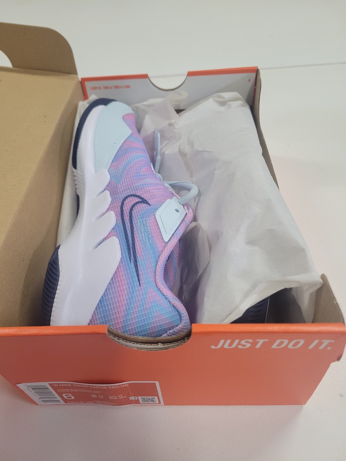 Size 6 – NikeCourt Air Zoom Vapor Pro Pink Foam Glacier Blue W