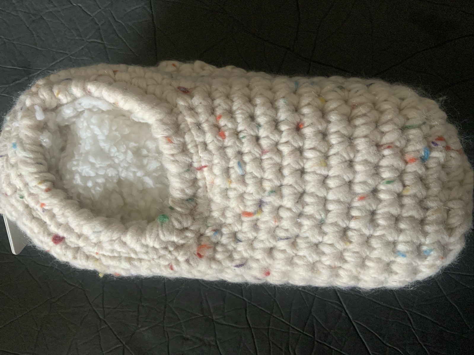 NWT LEMON Cabin Knitted Sand Colors Cottage core Sz M/L Slippers Sherpa