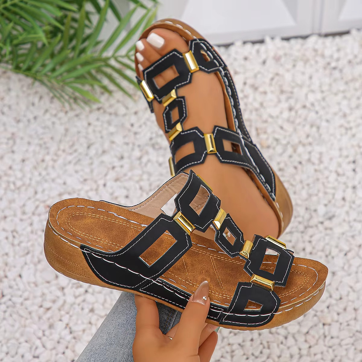 Women Roman Wedge Sandals Comfortable Gladiator Platform Summer Beach Shoes
