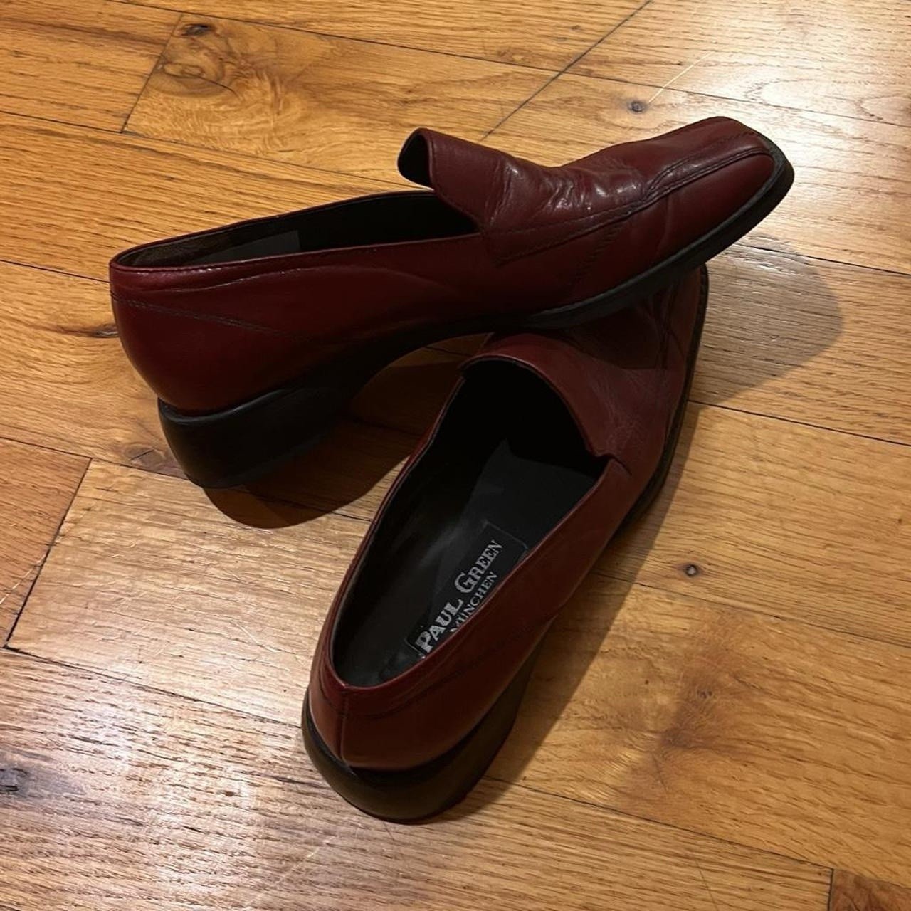 Vintage Burgundy Red Leather Loafers Slip On Shoes by Paul Green Size 7W Germany