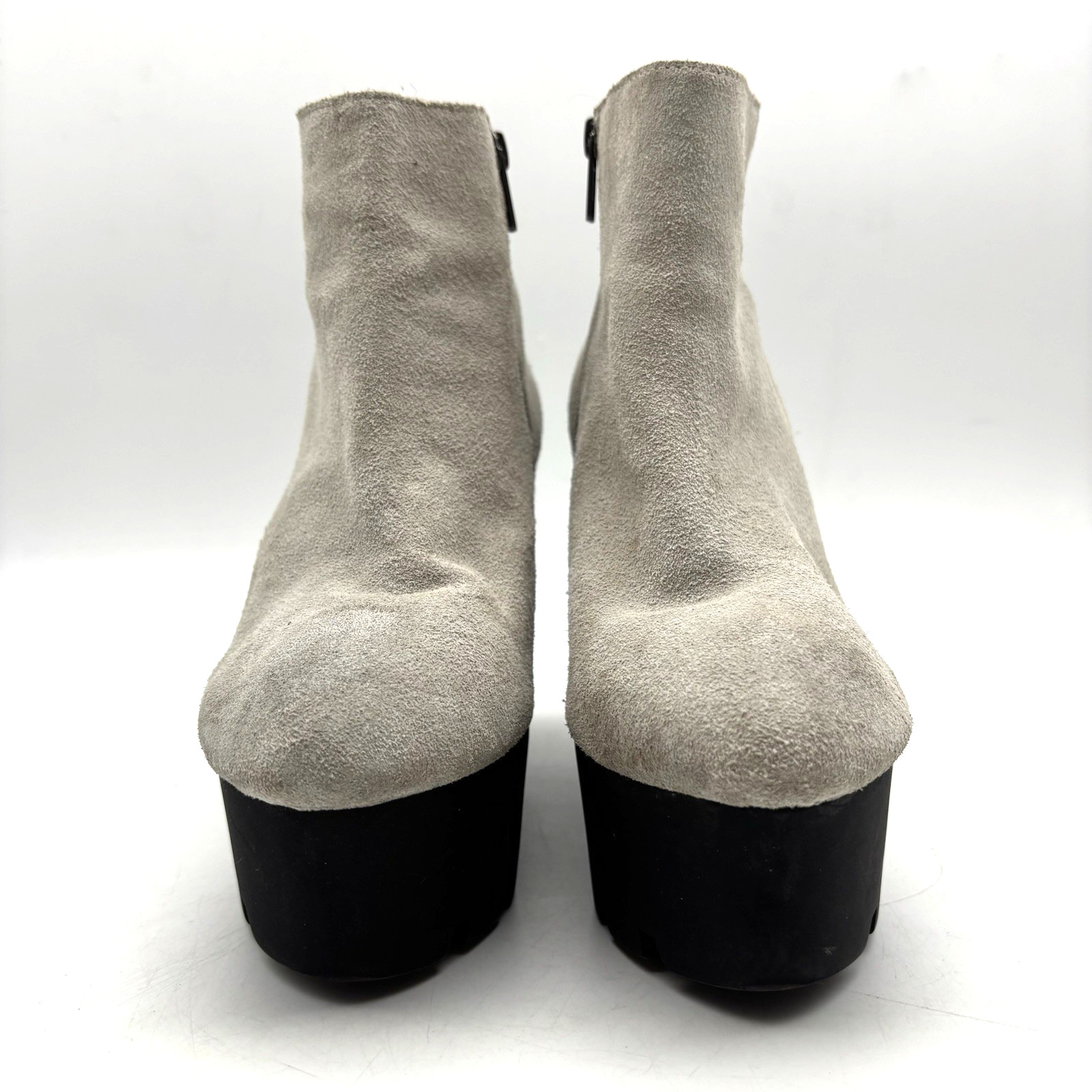 Vintage 00s Y2K Cheap Monday Monolith Gray Suede Leather Platform Wedge Boots 9