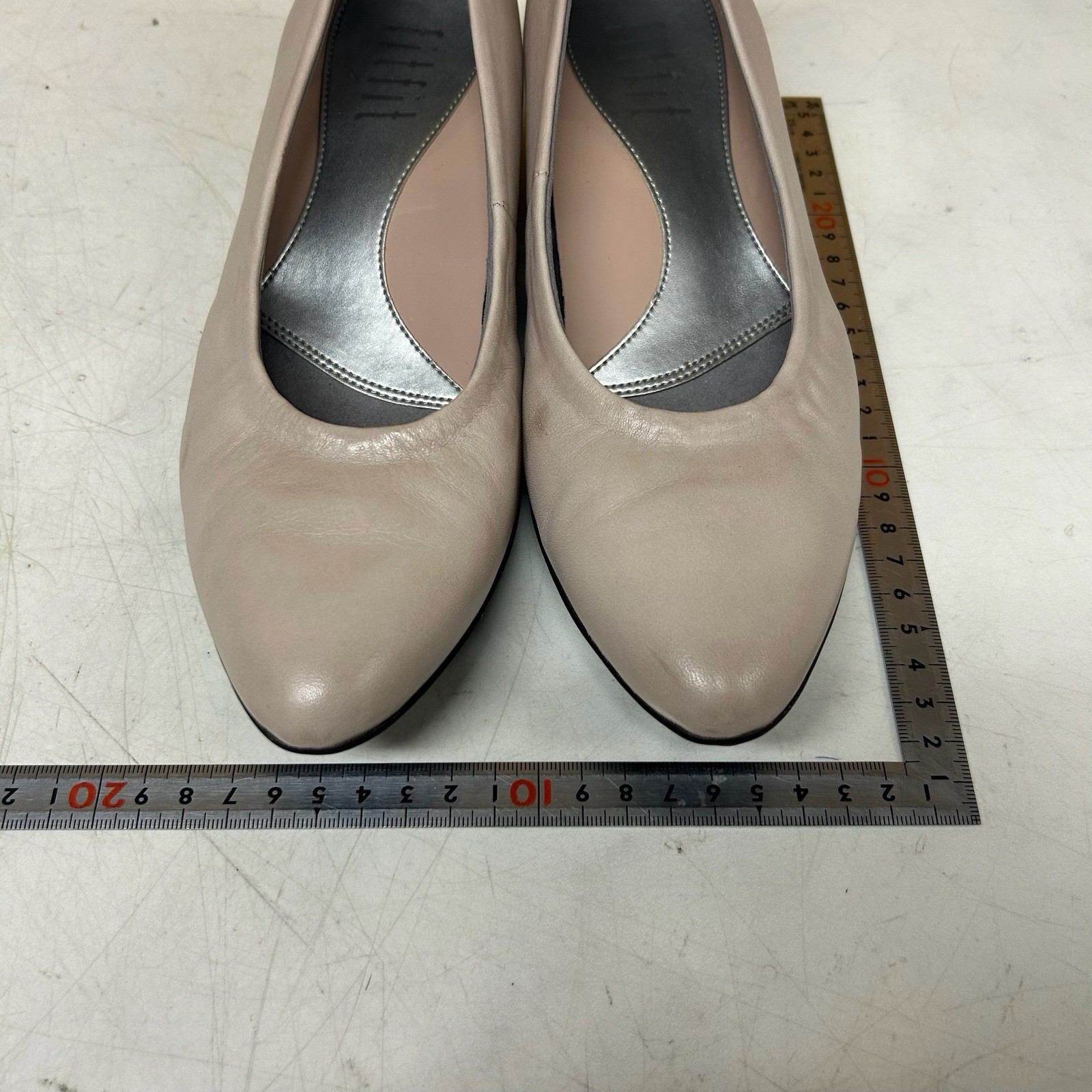 fitfit Women’s Comfort Low Heel Pumps Beige Gray Size 24.0cm Leather Used