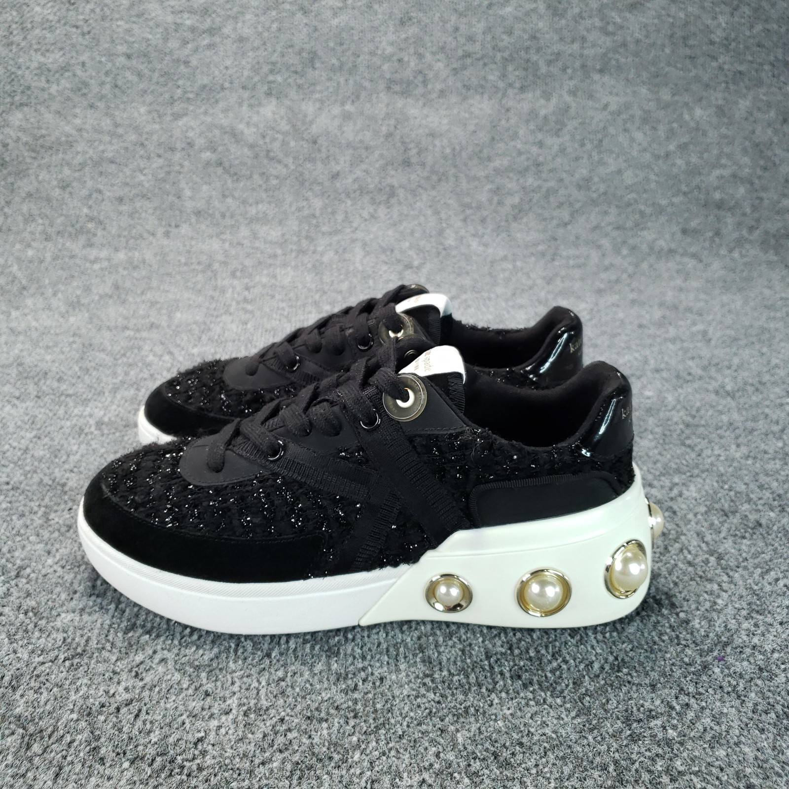 Kate Spade New York Cayman Shoes Womens Size 6 Black Sneaker Pearl Studded