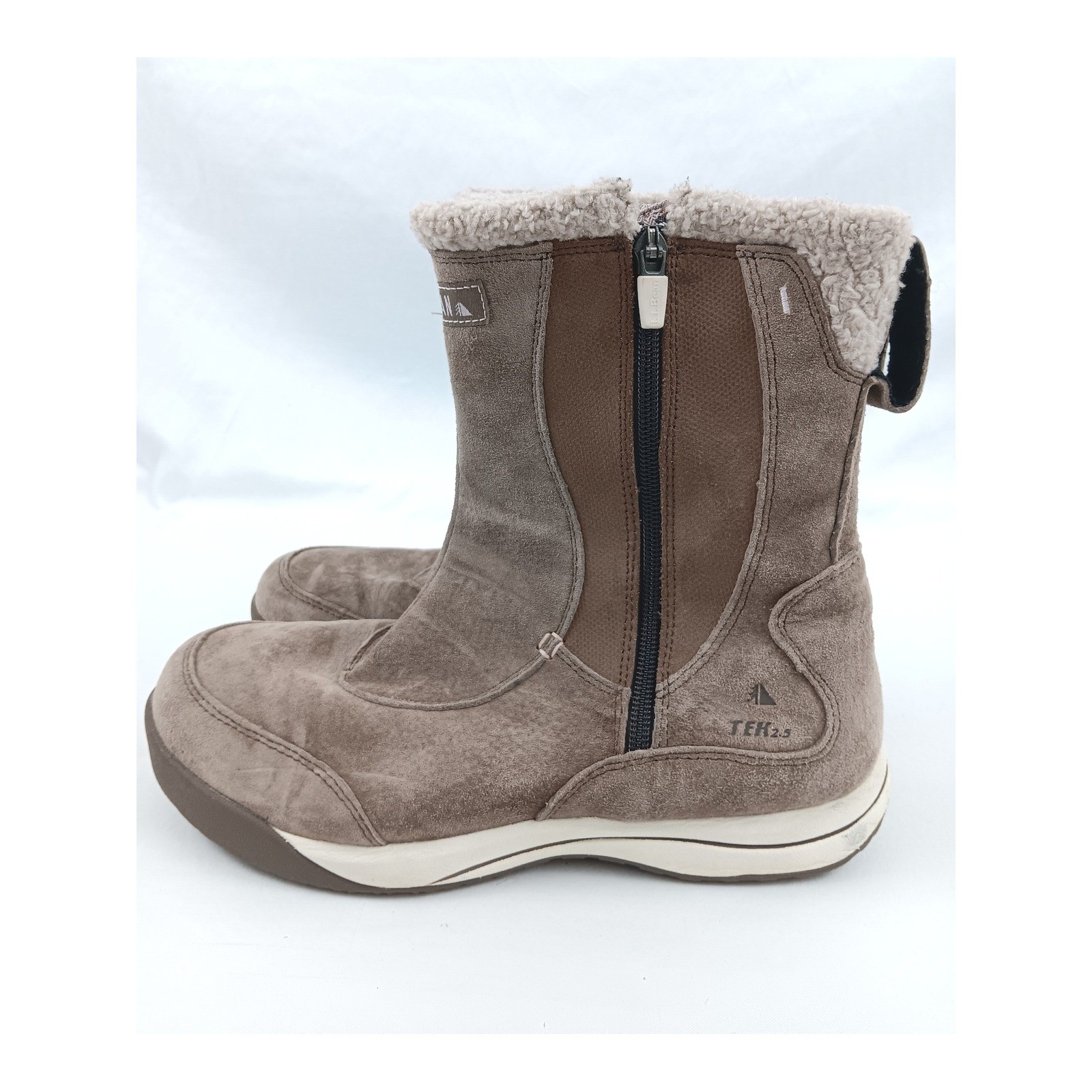 LL Bean Women’s Taupe Suede Winter Boots Primaloft 200g TEK25 Size 9