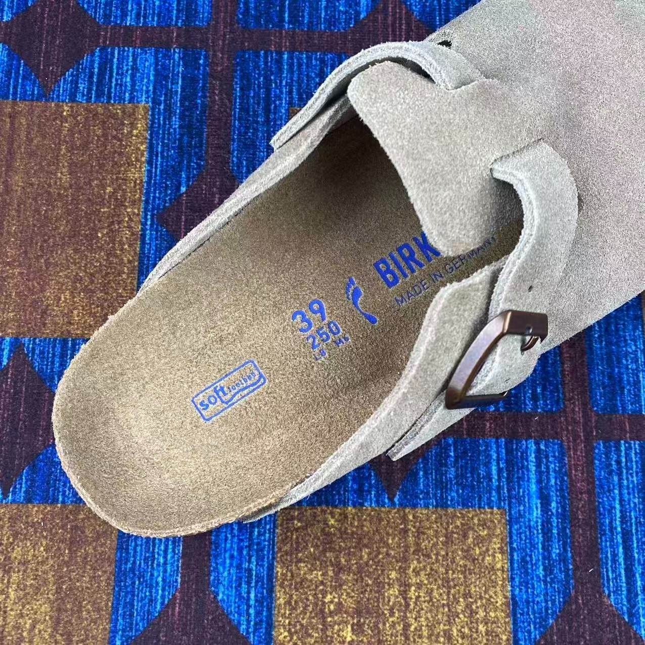 NEW Birkenstock Boston Suede Leather Soft Footbed Unisex Shoes Taupe/Mocha/Black