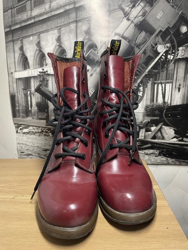 Women Dr Martens Boots Burgundy Leather 37 #3KED