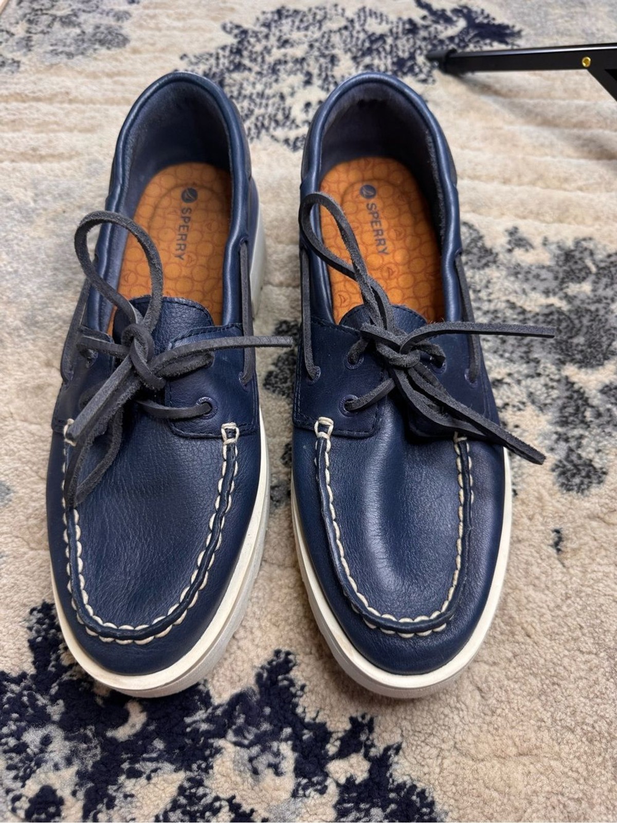 WOMENS Sperry Navy Leather Classic 2-Eye Boatshoes