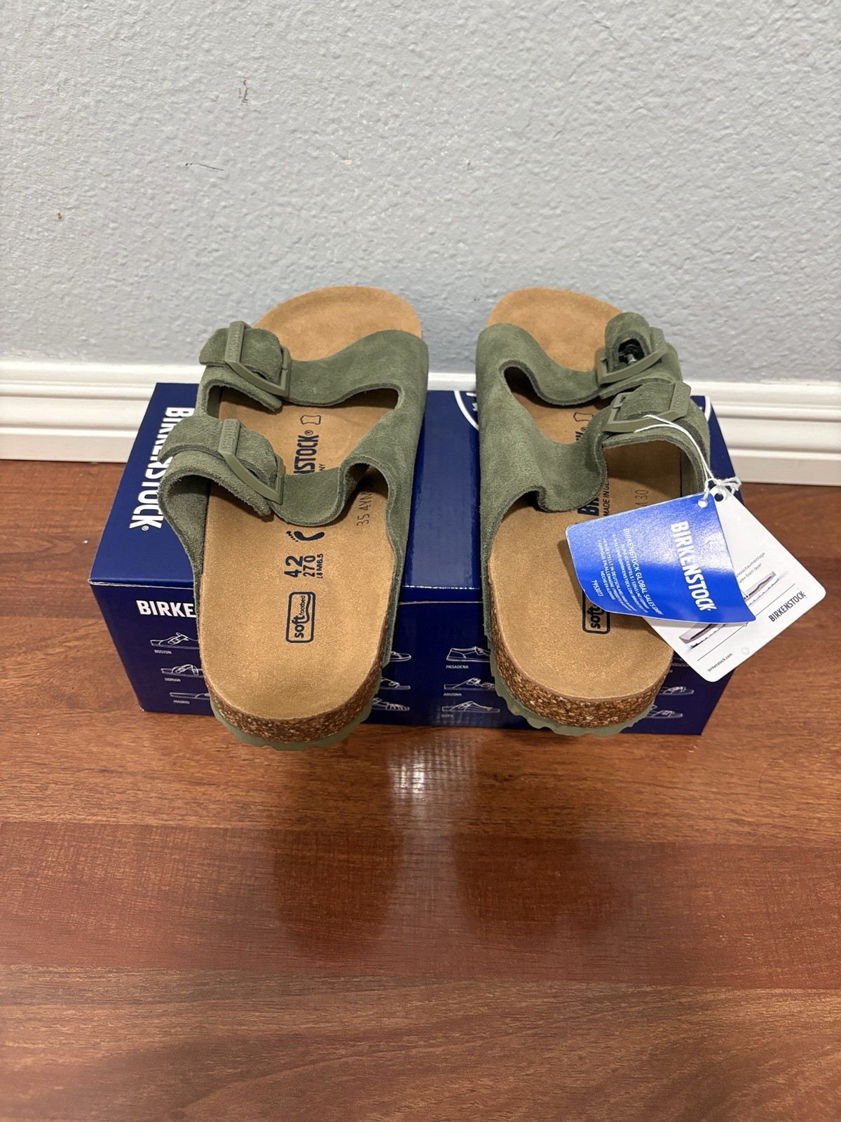Olive / Nature Green Birkenstock Arizona Suede – Mens 9 / 42 EU