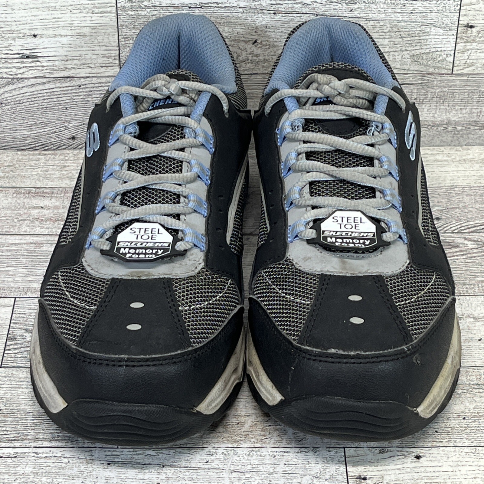 Skechers Steel Toe Work Shoes Slip Resistant Blue Black 76601 Women Size 8.5