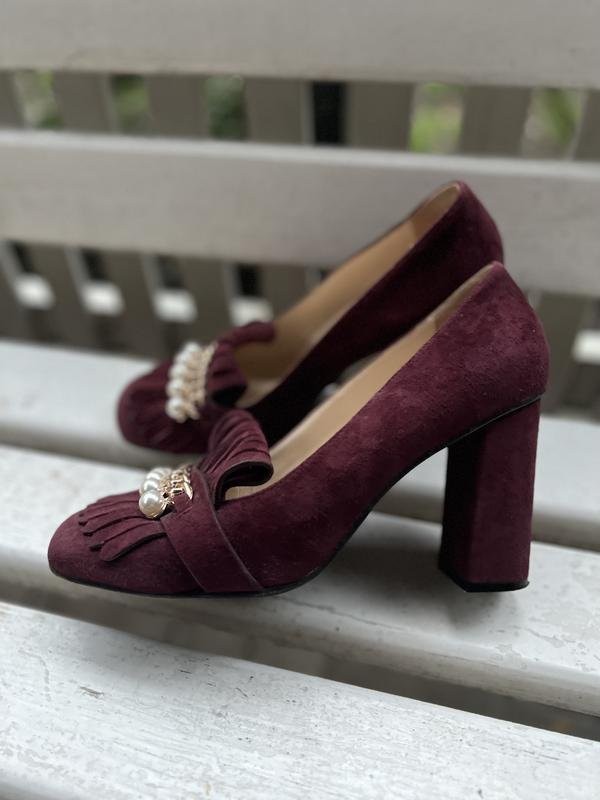 women navy boot heels burgundy leather 39.5