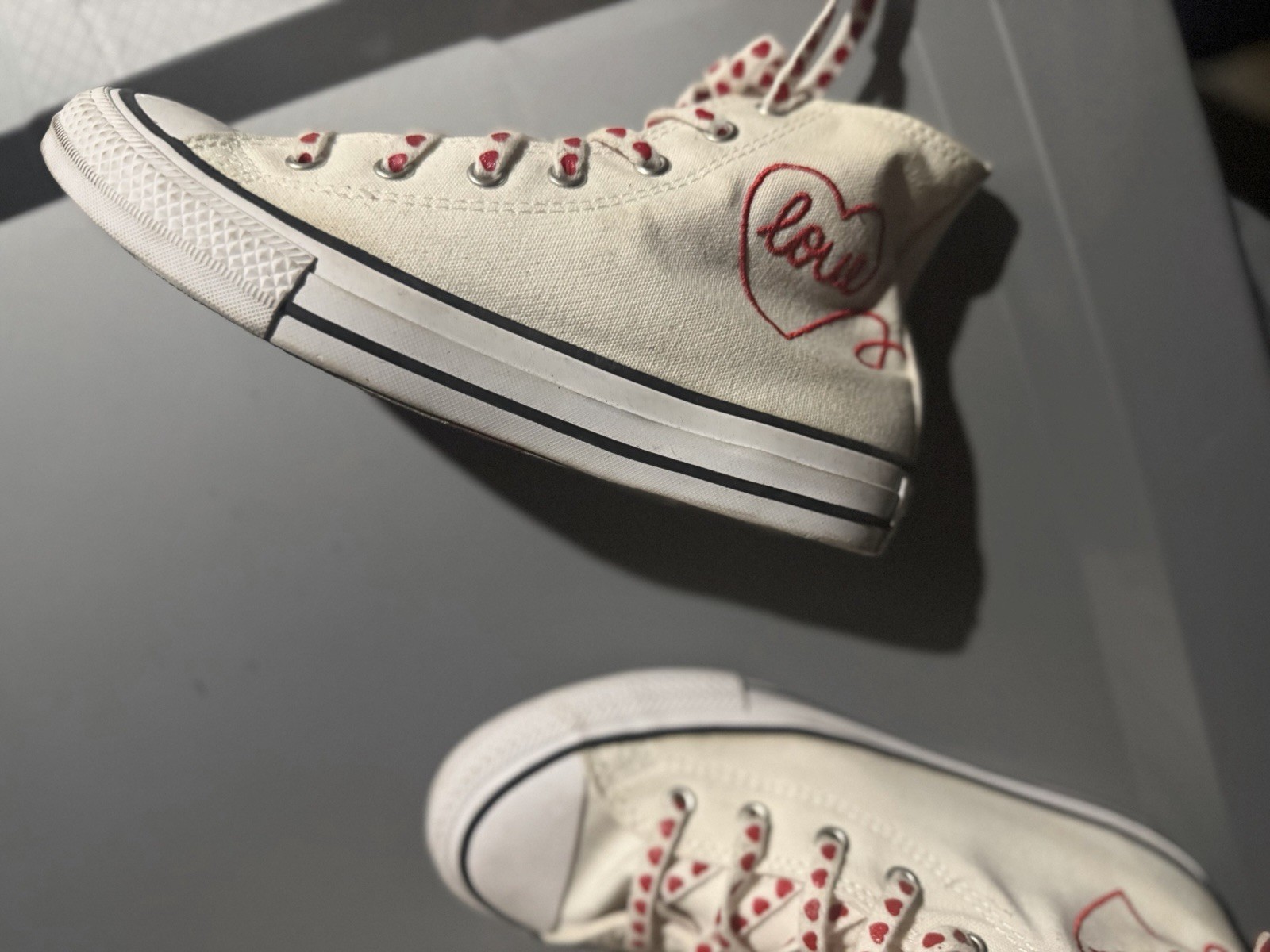 Converse Chuck Taylor All Star High Top Canvas Sneaker White Red Heart Lace-Up
