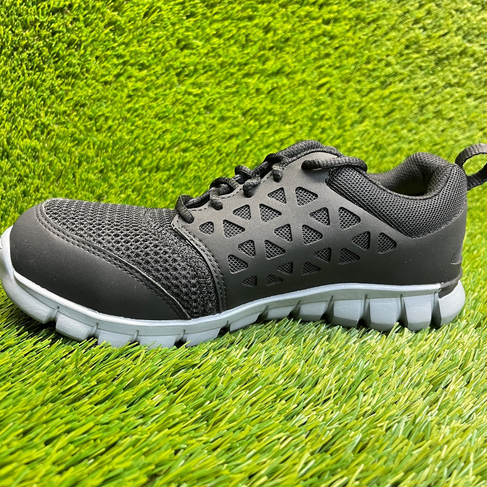Reebok Sublite Cushion Womens Size 7 Black White Alloy Toe Safety Work Shoes