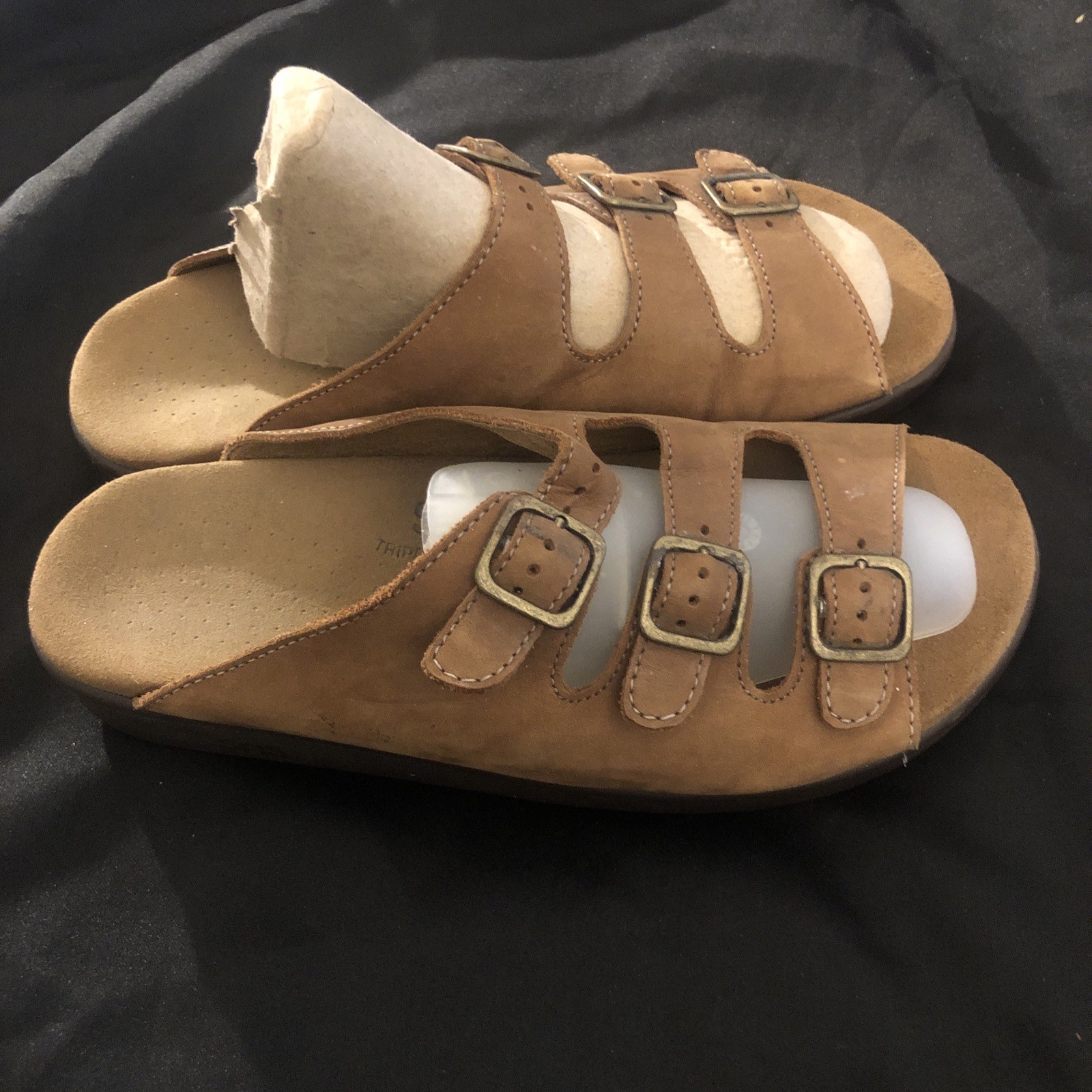 SAS Women’s Caramel Genuine Leather Tripad Comfort Slip-On Sandals Size 9.5 Usa