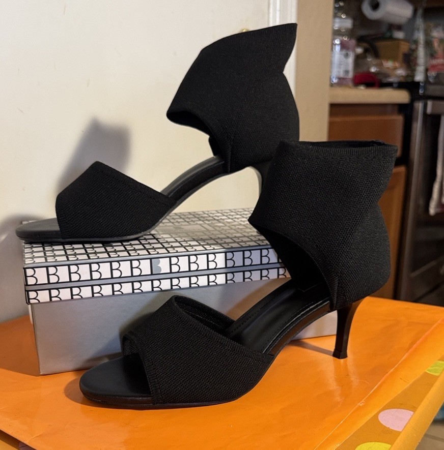 Pull On Stretch Knit 3” Heels Peep Toes NIB Ladies 9 Orig $40