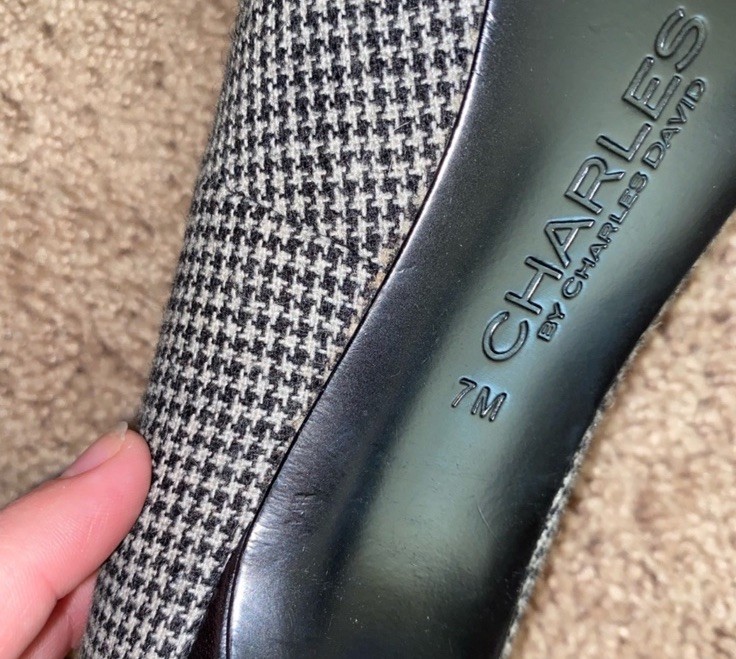 Charles by Charles David Black/White Houndstooth Pointed Toe Slip On Pumps 7M
