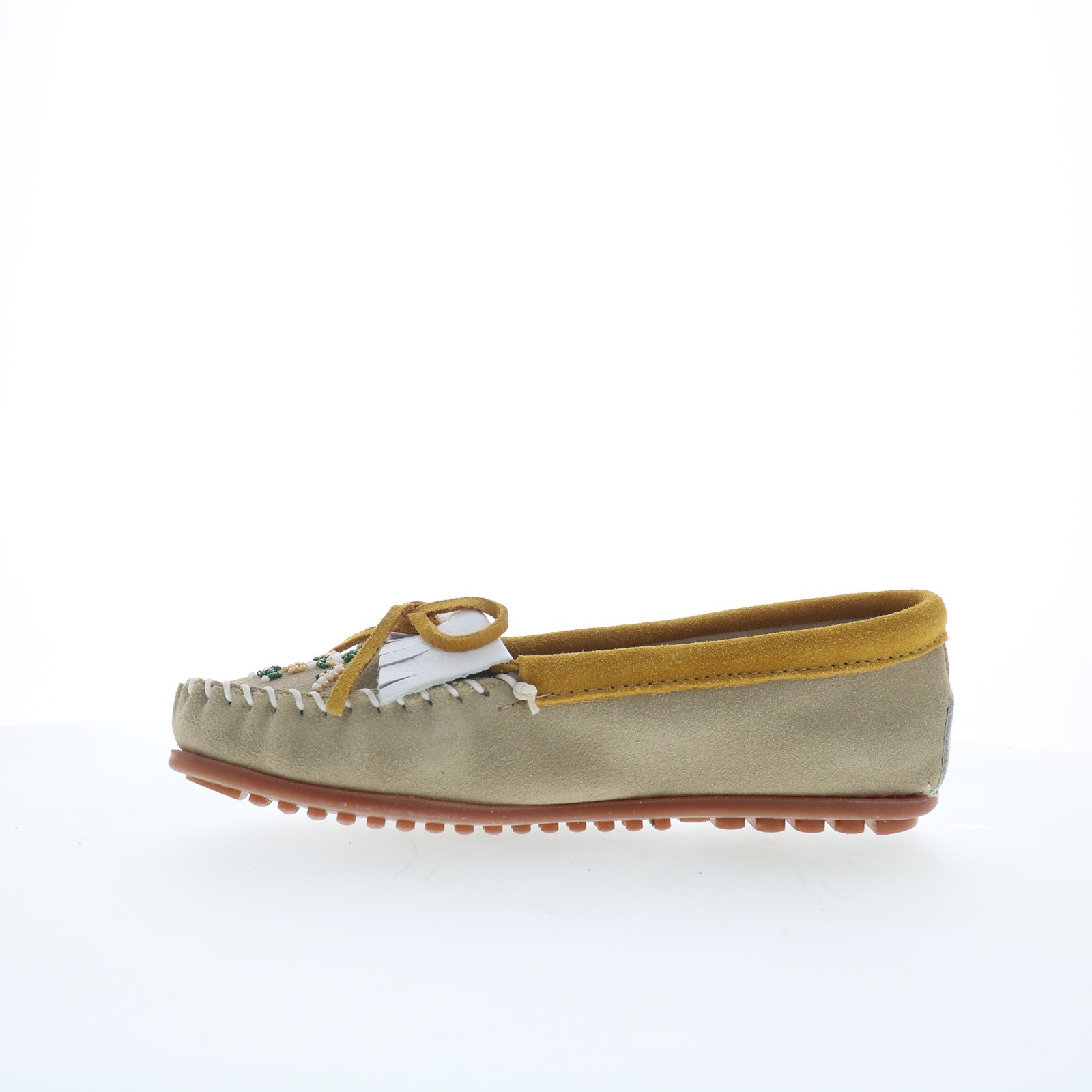 Minnetonka Thunderbird Animikii 628TB Womens Gray Suede Loafer Flats Shoes