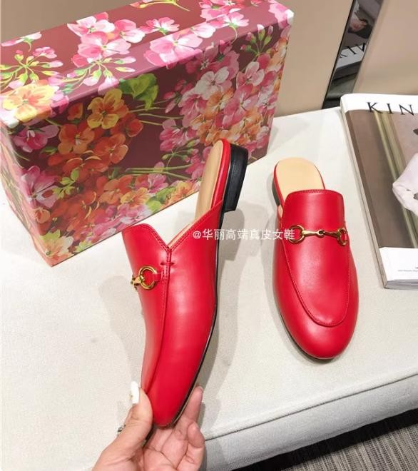 Women Leather Slippers Embrodiery Mules Princetown Horsebit Mules Shoes 35-42