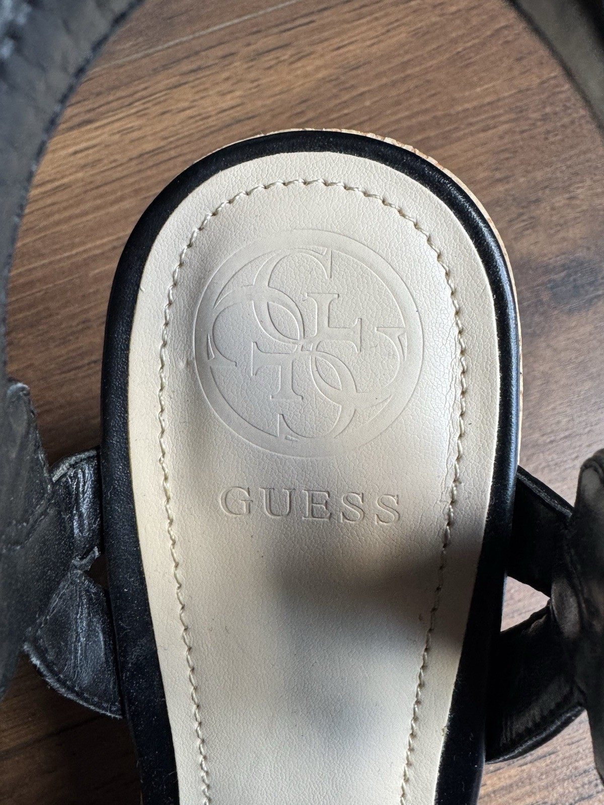 GUESS Platform Wedge Sandals Cork Black Women’s Size 7