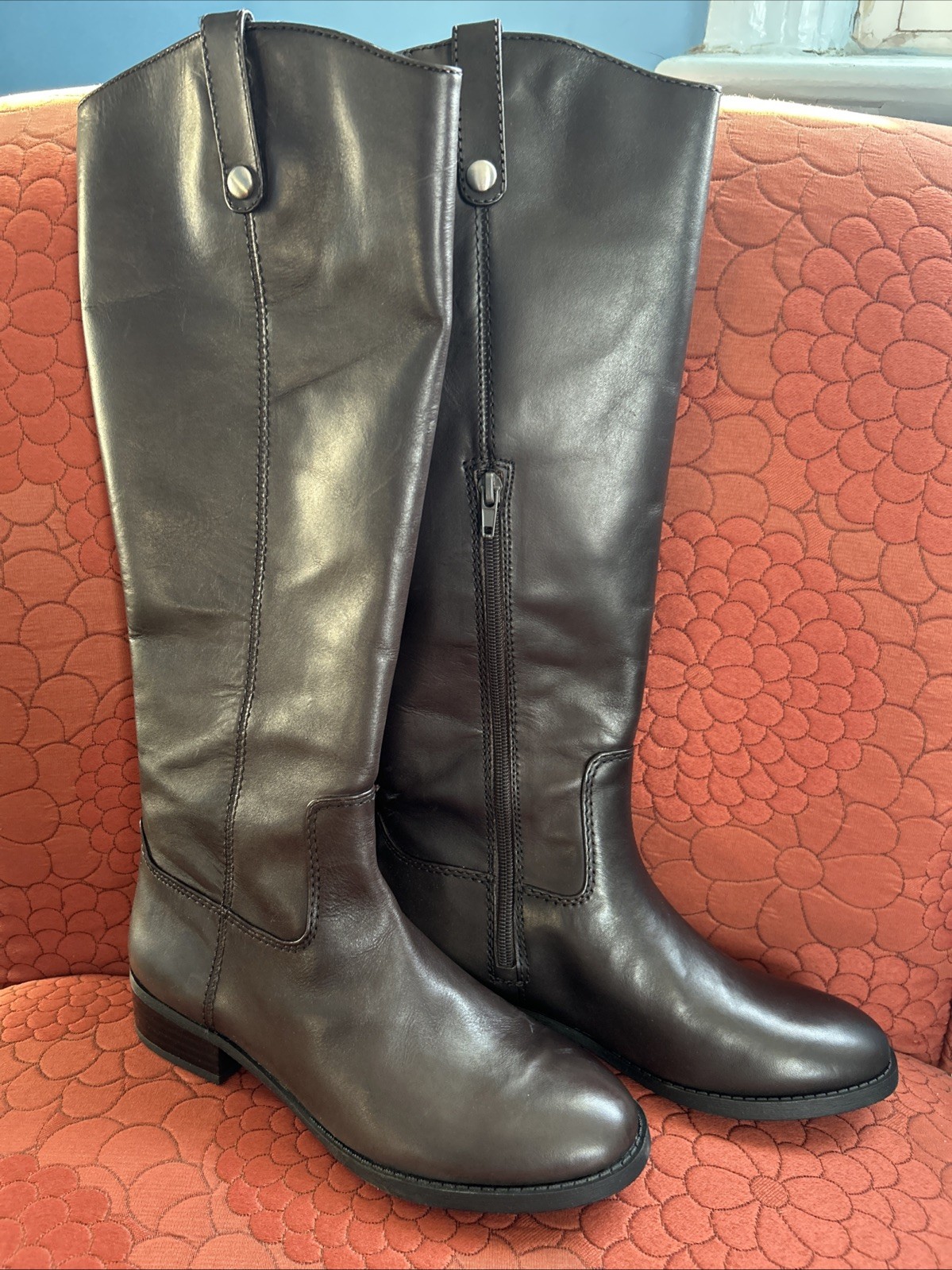 $179.50 INC International Concepts Fawne Riding Leather Boots, Gray, Size 7