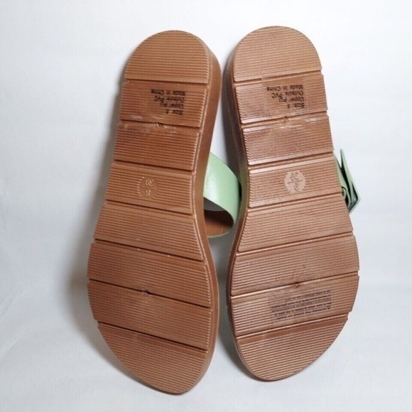 Olivia Miller Sandals Women 8 Mint Resort Woven Double Buckle Platform Slides