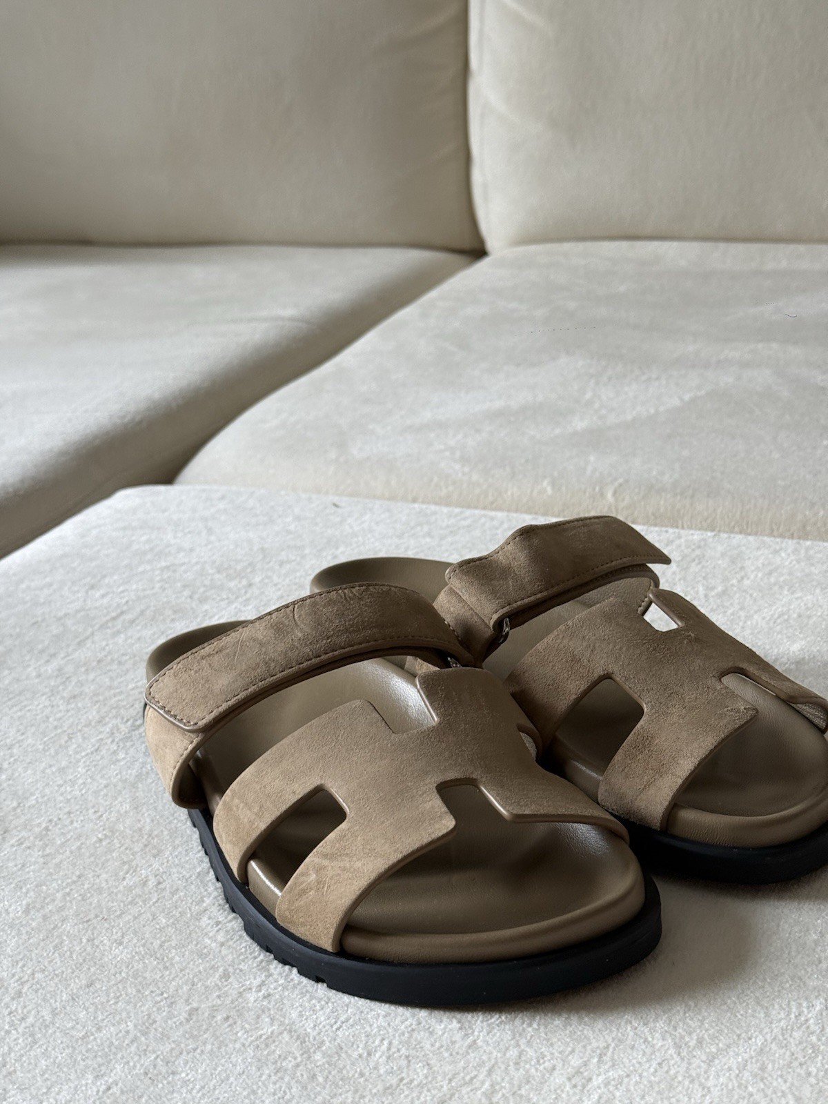 Chypre Sandals Women’s EU 38 Asphalt Grey Suede Adjustable Strap Slides P