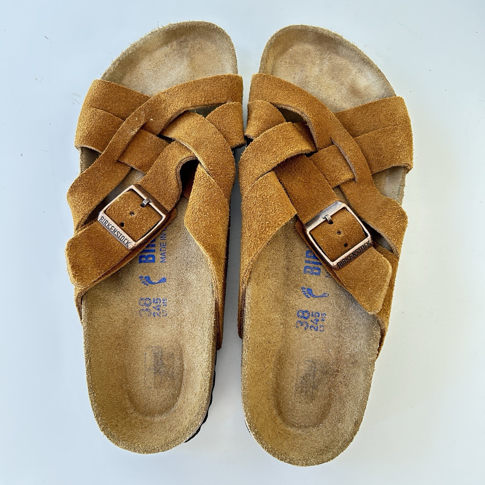BIRKENSTOCK Lugano Sandals Mink Women’s 38 EU 7-7.5 US Narrow Soft Footbed EUC