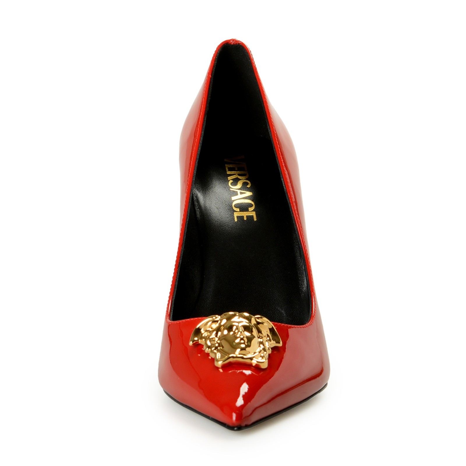 Versace Women’s Gold Medusa Red Patent Leather High Heel Pump Shoes US 6 IT 36