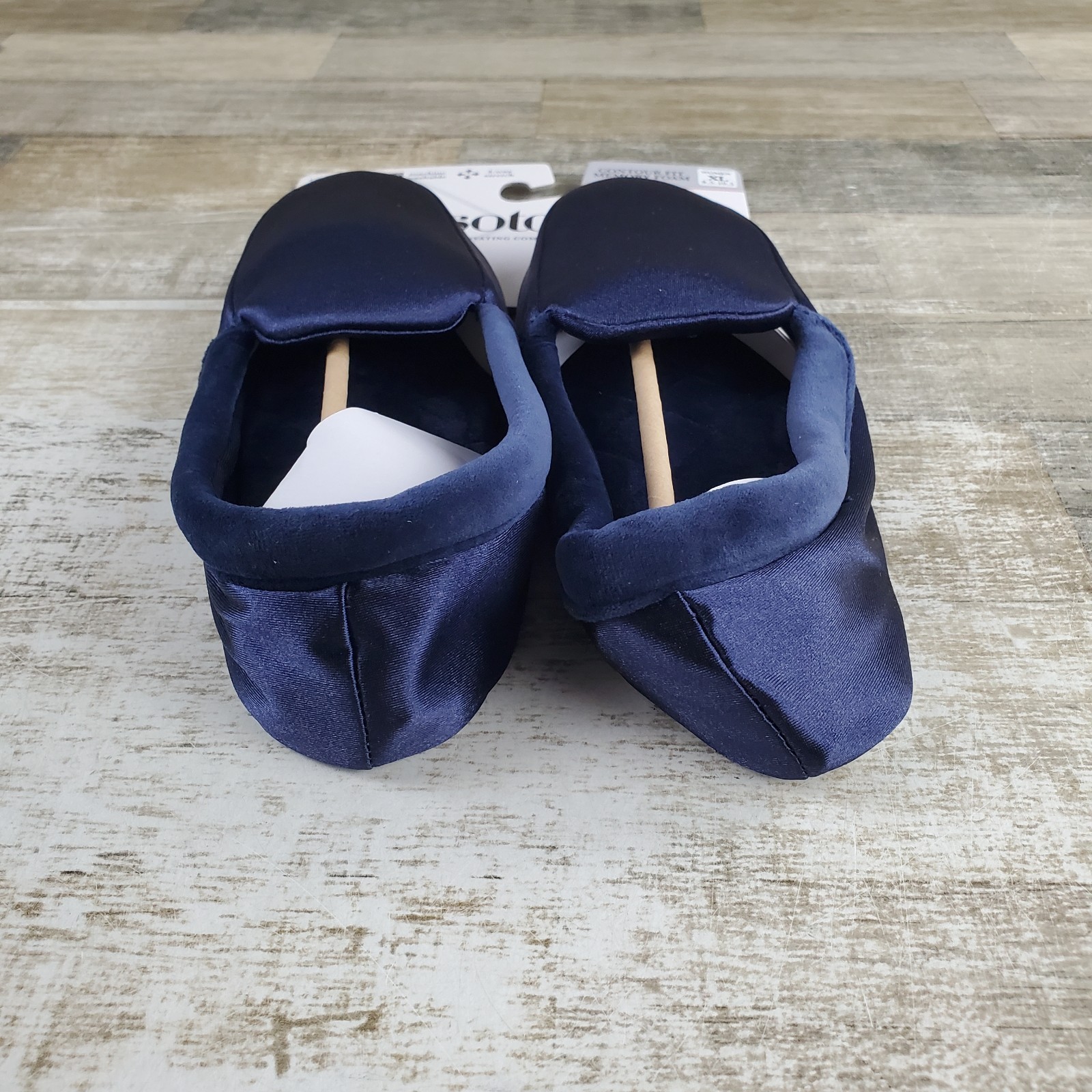 Isotoner Ivy Womens Moccasin Slippers Sz 9.5 – 10.5 Navy Spandex Velour Stretch