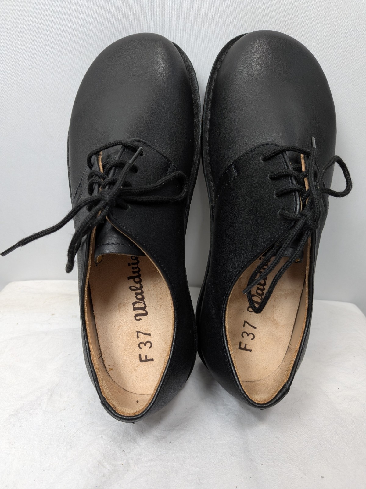 Waldviertler F37 Black Leather Derby Shoes Women’s 6.5 EU 37G NWOB Austria