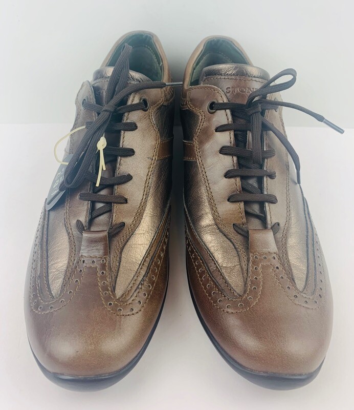 Stonefly Womens Oxford Flat Shoes Metallic Brown Comfort Brogue Lace Up 8 N New