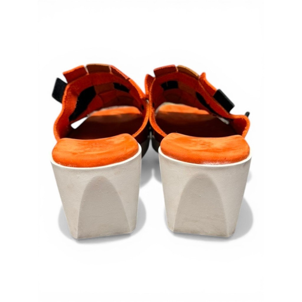 Arche Wedge Sandals Womens 40 Orange Woven Suede Platform Slide Made in France
