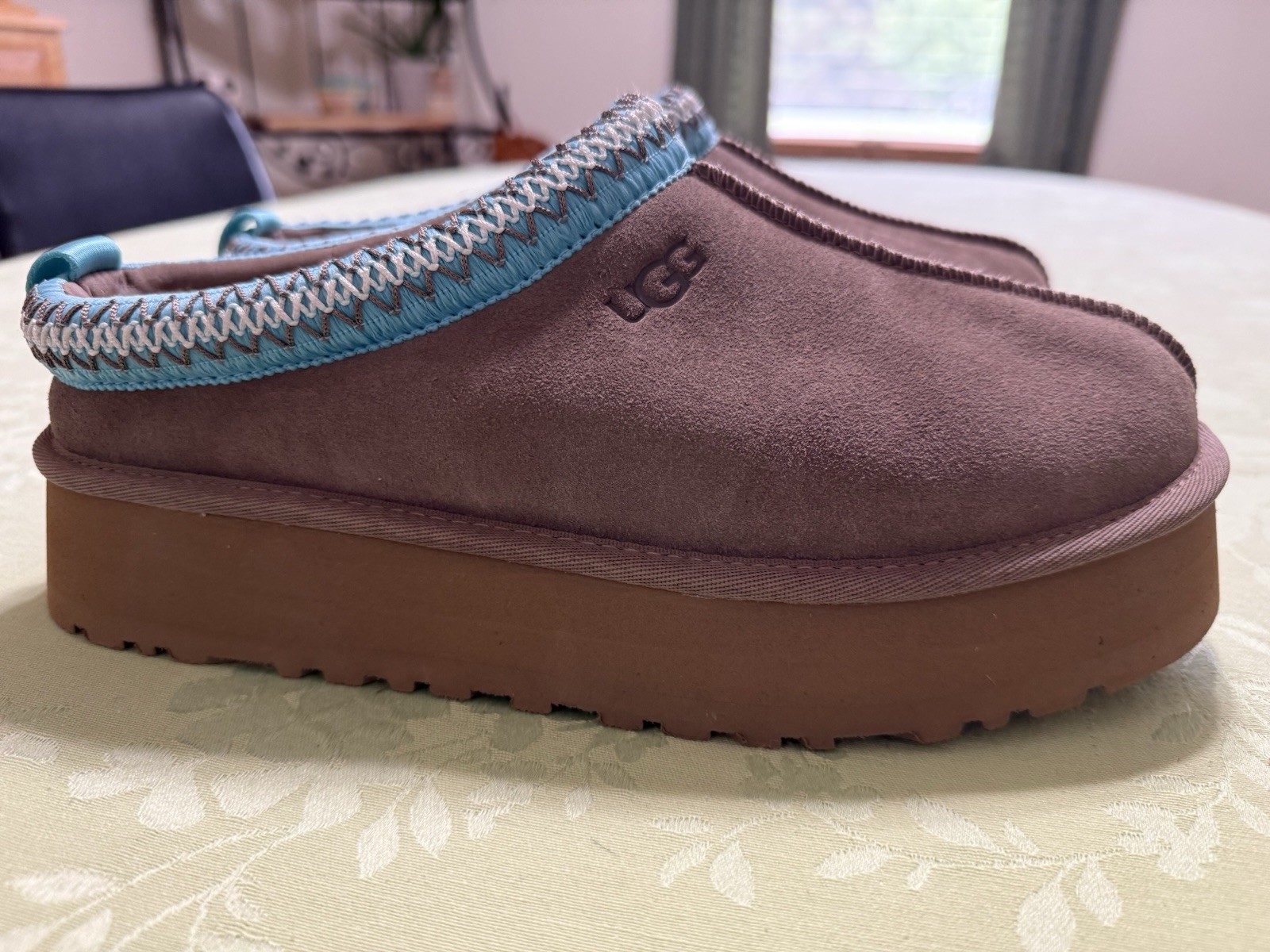 NEW AUTHENTIC UGGS PLATFORM TASMAN Taupe W/Teal Stitching W10 NBW NB Retail $150