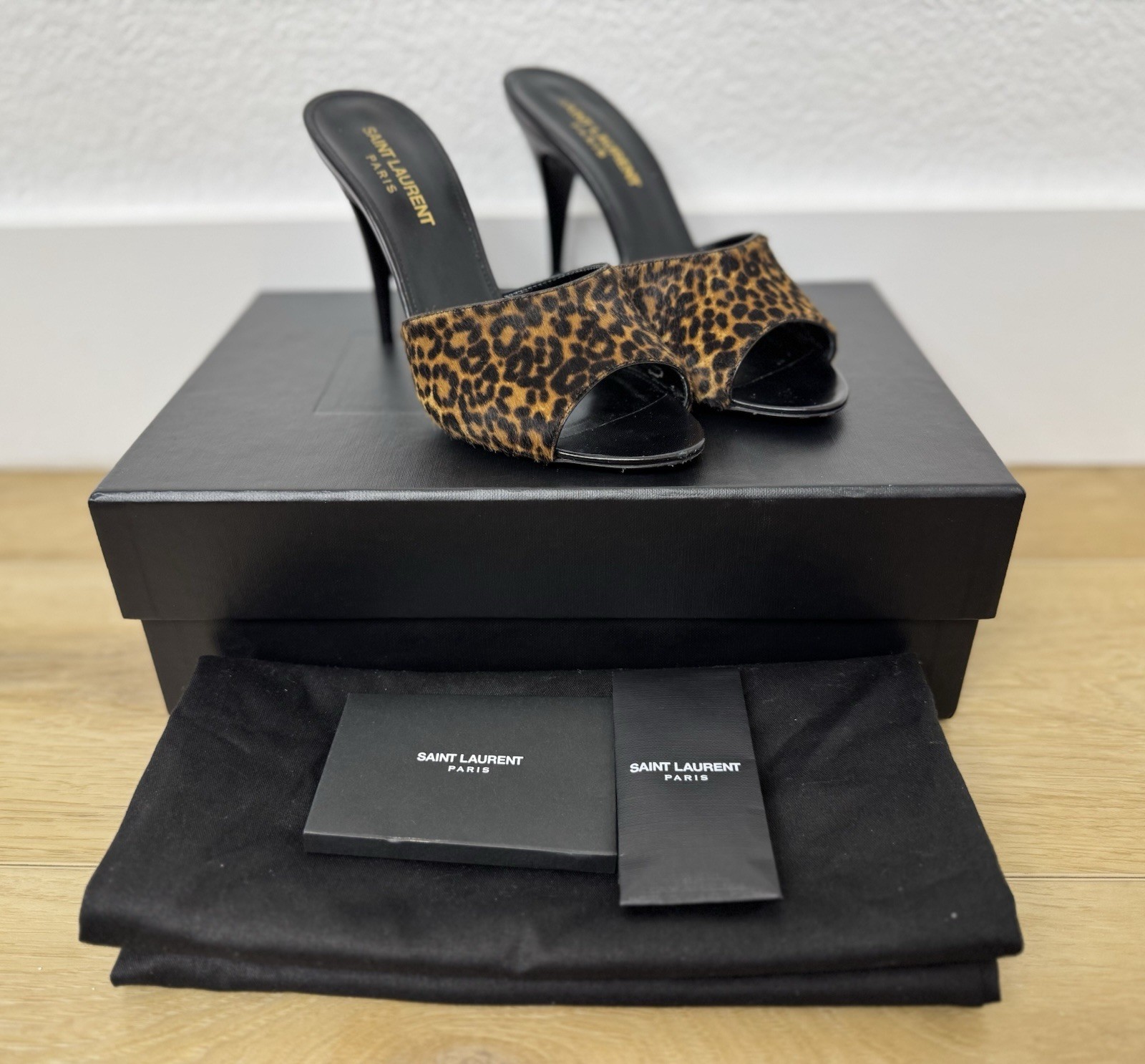 Saint Laurent YSL Heels Manto Naturale Calf Hair Leopard Shoes 36 EU Size 6