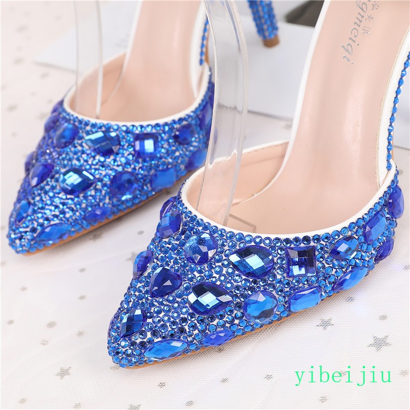 Women’s Glitter Ankle Strap Rhinestones Dress Evening Wedding Shoes Banquet